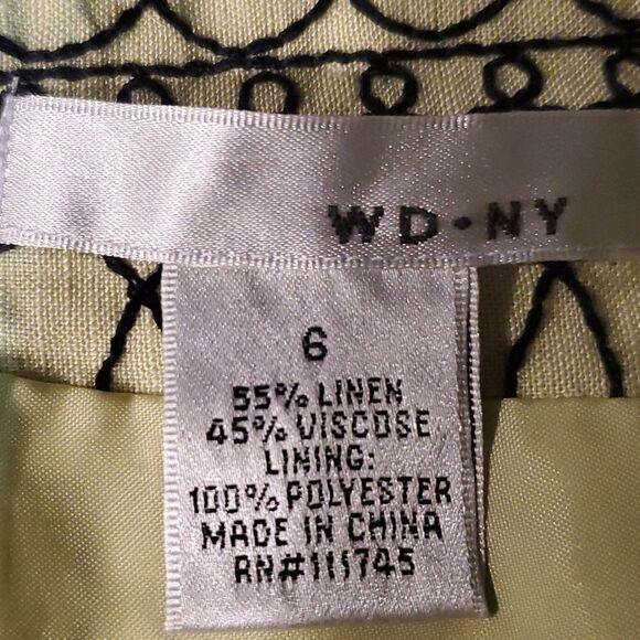 WD NY linen blend A line embroidered skirt size 6 - Picture 8 of 9
